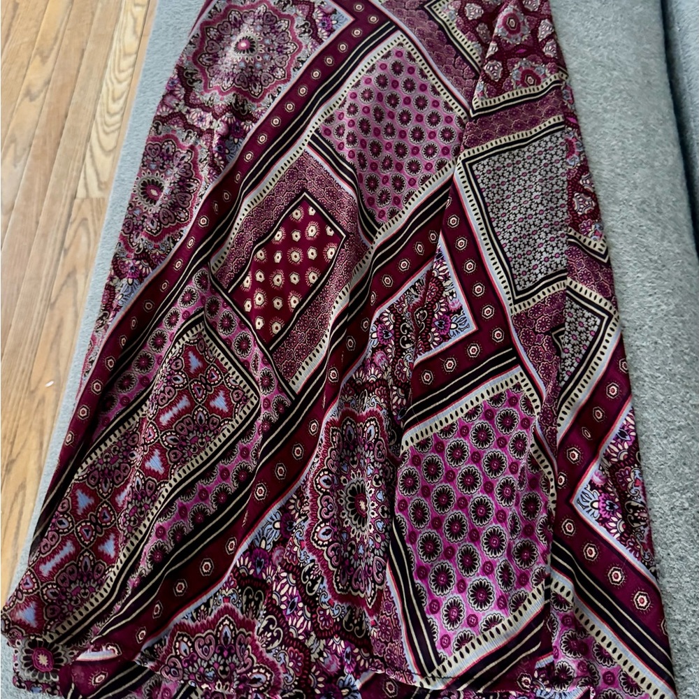 Westport Burgundy and Black Patterned Maxi Skirt